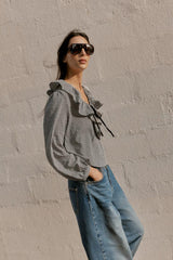 Adele | Playful Gingham Ruffle Blouse