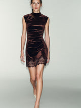 Elara | Velvet Lace Mini Dress