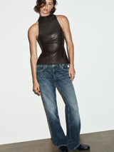 Mara | Faux Leather Halter Top