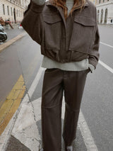 Noa | Chic Herringbone Bomber Jacket