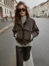 Noa | Chic Herringbone Bomber Jacket