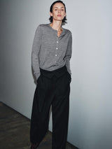 Elena | Wool Blend Foldover Trouser