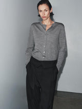 Elena | Wool Blend Foldover Trouser