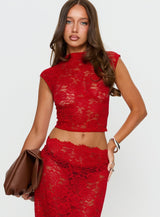 Scarlett | Red Lace Crop Top