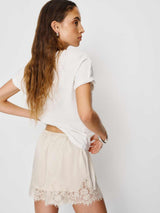 Faye | Lace Trim Satin Shorts