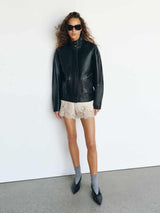Faye | Lace Trim Satin Shorts