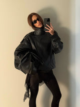 Mara | Faux Leather Bomber Jacket