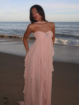 Collins | Ruffle Strapless Maxi Dress