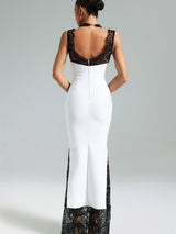 Gunnhild | Lace Deep V Maxi Dress
