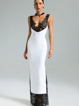 Gunnhild | Lace Deep V Maxi Dress