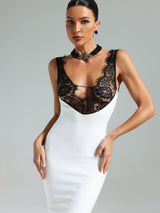 Gunnhild | Lace Deep V Maxi Dress