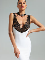 Gunnhild | Lace Deep V Maxi Dress
