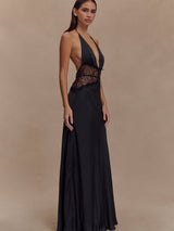 Dinah | Lace Satin Maxi Dress
