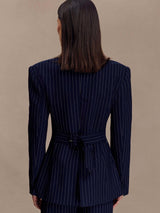 Hailey | Cinched Pinstripe Blazer