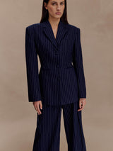 Hailey | Cinched Pinstripe Blazer