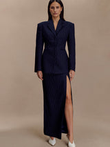 Hailey | Cinched Pinstripe Blazer