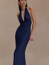 Celeste | Halter Diamante Maxi Dress
