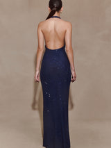 Celeste | Halter Diamante Maxi Dress