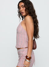 Kaia | Striped Halter Cut Out Top