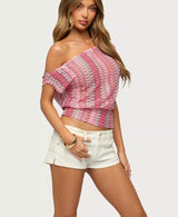 Lioren | Zigzag Knit Off Shoulder Top