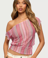 Lioren | Zigzag Knit Off Shoulder Top