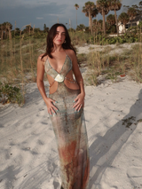 Reese | Elegant Shell Waist Cut-Outs Maxi Dress
