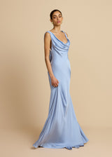 Celeste | Backless Satin Maxi Dress