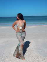 Reese | Elegant Shell Waist Cut-Outs Maxi Dress