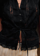 Thalina | Sheer Lace Tie Blouse