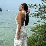 Arlene | Hanging Neck Sleeveless Maxi Dress