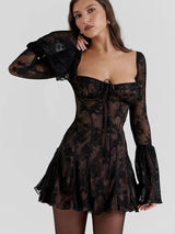 Mabel | Long Sleeved Lace Mini Dress