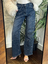 Luna | Crystal Embellished Straight Jeans