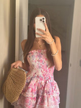 Cecilia | Strapless Floral Dress