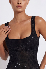 Brielle | Rhinestone Mesh Maxi Dress