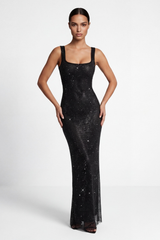 Brielle | Rhinestone Mesh Maxi Dress