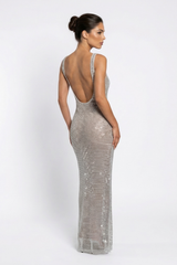 Brielle | Rhinestone Mesh Maxi Dress