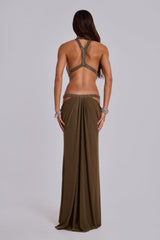 Zoe | Rhinestone Drape Maxi Dress