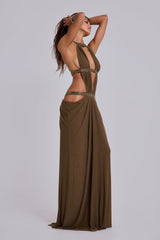 Zoe | Rhinestone Drape Maxi Dress