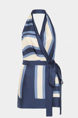 Monroe | Striped Wrap Halter Mini Dress