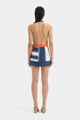 Monroe | Striped Wrap Halter Mini Dress