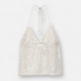 Demi | Sequin Sheer Halter Top