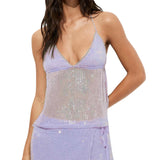 Demi | Sequin Sheer Halter Top