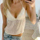 Demi | Sequin Sheer Halter Top