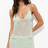 Demi | Sequin Sheer Halter Top