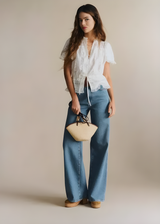 Thalina | Sheer Lace Tie Blouse