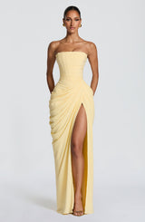 Goldie | Strapless Draped Maxi Dress