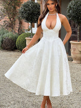 Esmeralda | Halter Sleeveless Midi Dress