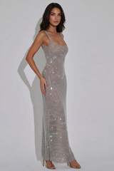 Brielle | Rhinestone Mesh Maxi Dress