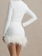 Elise | Sequin Feather Mini Dress