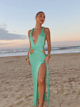 Chandria | Braided Maxi Dress with Split